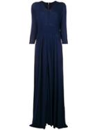 William Vintage Long-sleeve Flared Maxi Dress - Blue