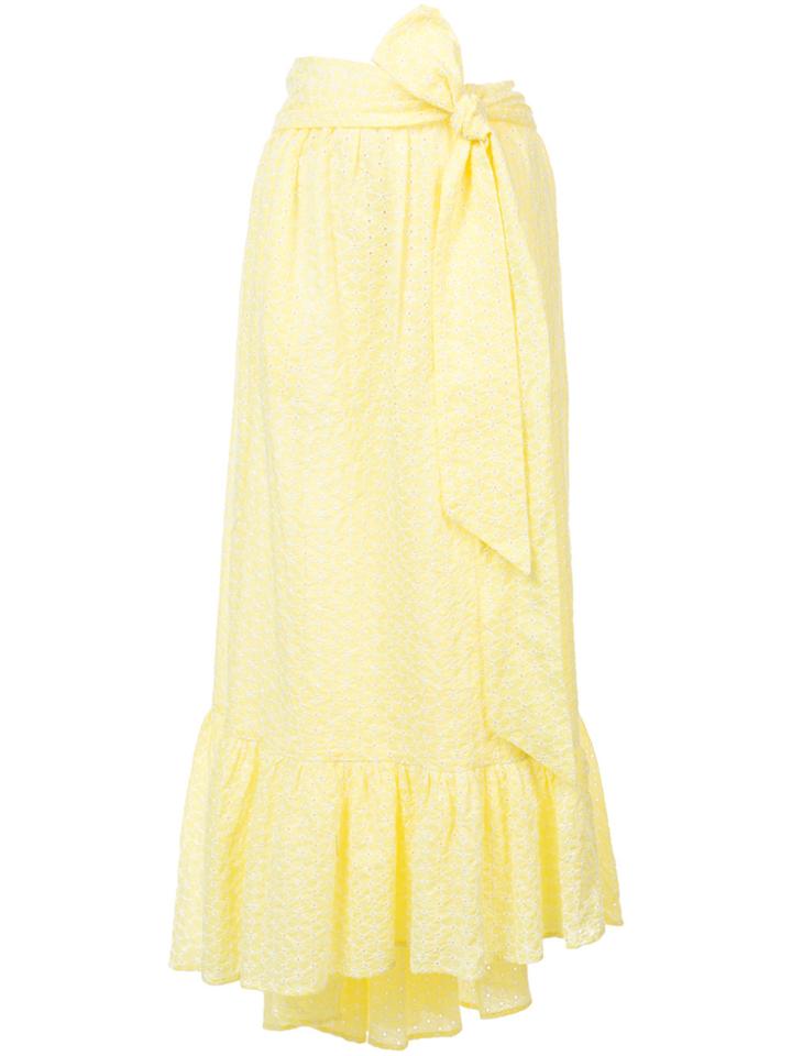 Lisa Marie Fernandez Nicole Eyelet Midi Skirt - Yellow & Orange
