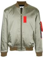 Education From Youngmachines Contrast Patch Bomber Jacket - Green