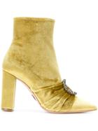Oscar Tiye Buckled Velvet Boots - Metallic