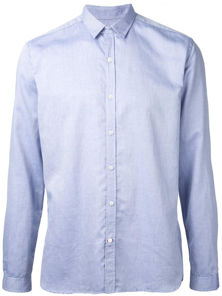 Oliver Spencer Clerkenwell Tab Shirt, Men's, Size: 16, Blue, Cotton