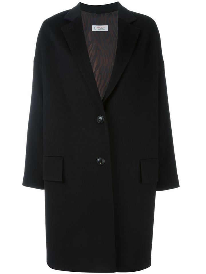 Alberto Biani Single Breasted Coat, Women's, Size: 46, Black, Acetate/viscose/virgin Wool