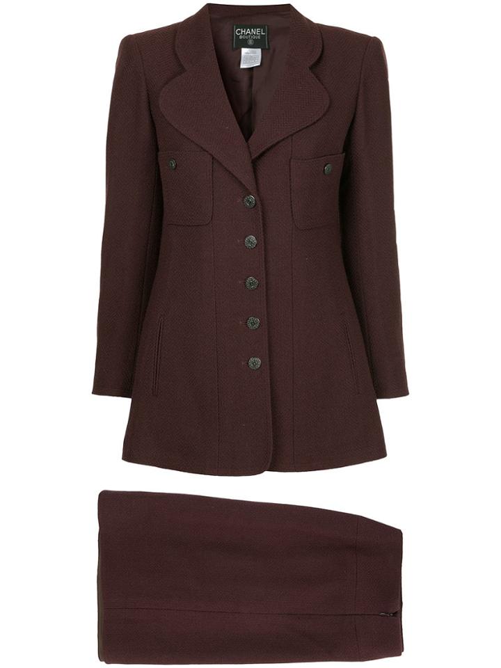 Chanel Vintage Straight Skirt Suit - Brown