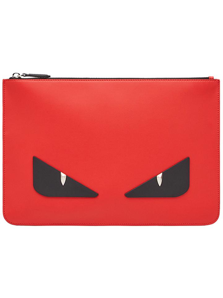 Fendi Bag Bugs-appliqué Pouch - Red