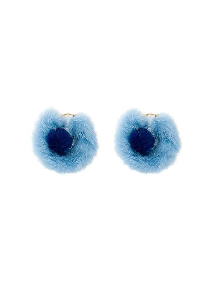 Wild And Woolly Blue Rendezvous Fur Earrings
