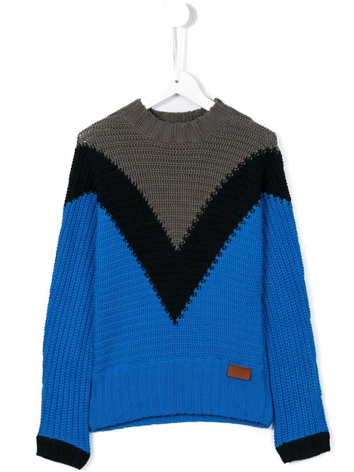 Une Fille Colour Block Jumper, Girl's, Size: 10 Yrs, Blue