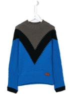 Une Fille Colour Block Jumper, Girl's, Size: 10 Yrs, Blue