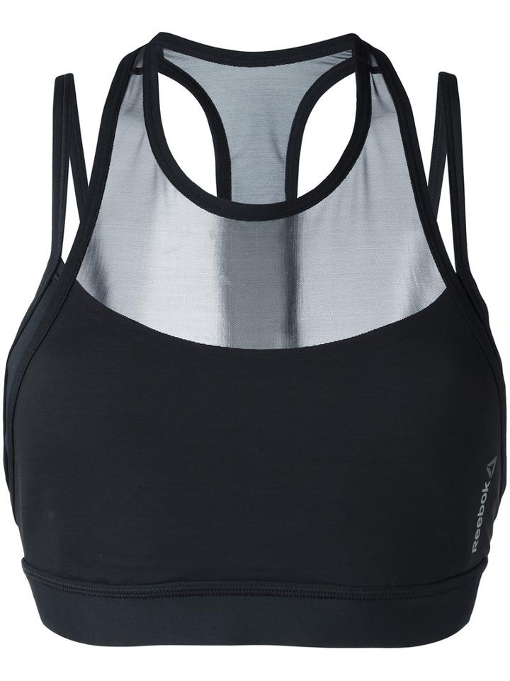 Reebok - Sheer Strappy Top - Women - Polyester/spandex/elastane - S, Black, Polyester/spandex/elastane