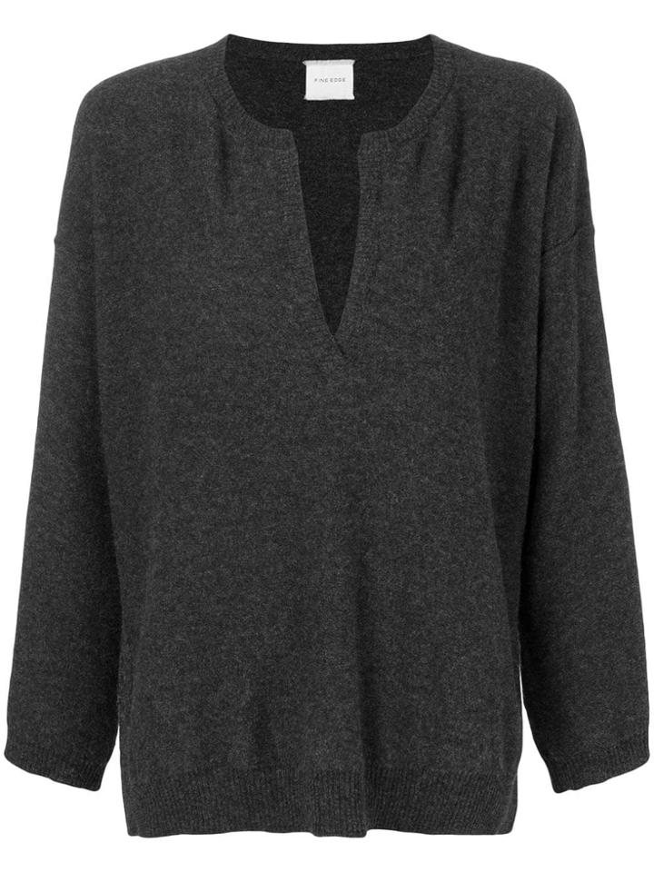 Fine Edge V-neck Sweater - Grey