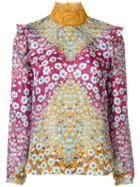 Monique Lhuillier Floral Print Blouse