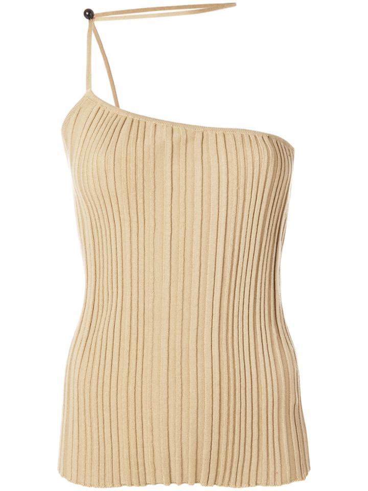 Jacquemus Ribbed Asymmetric Top - Nude & Neutrals