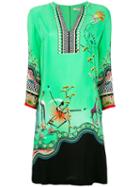 Etro Printed Dress, Women's, Size: 44, Green, Silk