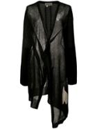 Yohji Yamamoto - Abstract Intersia V-neck Cardigan - Women - Linen/flax/polyester - 2, Black, Linen/flax/polyester