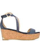 Jimmy Choo Portia Sandals, Women's, Size: 41, Blue, Leather/cotton/rubber