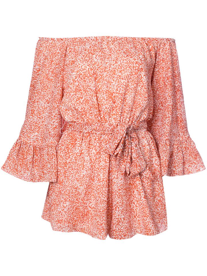 C/meo - Off The Shoulder Floral Playsuit - Women - Polyester - Xs, Yellow/orange, Polyester
