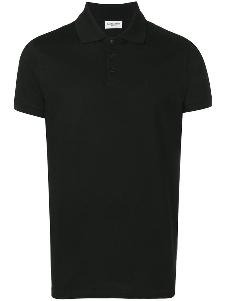 Saint Laurent Embroidered Logo Piquet Polo-shirt - Black