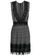 À La Garçonne Lace Details Striped Dress - Black
