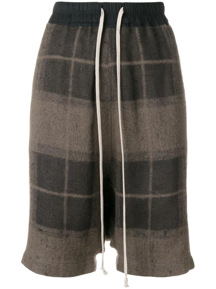 Rick Owens Checked Elasticated Waist Shorts - Brown