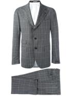 Gabriele Pasini Plaid Business Suit, Men's, Size: 52, Grey, Cotton/polyester/spandex/elastane/wool