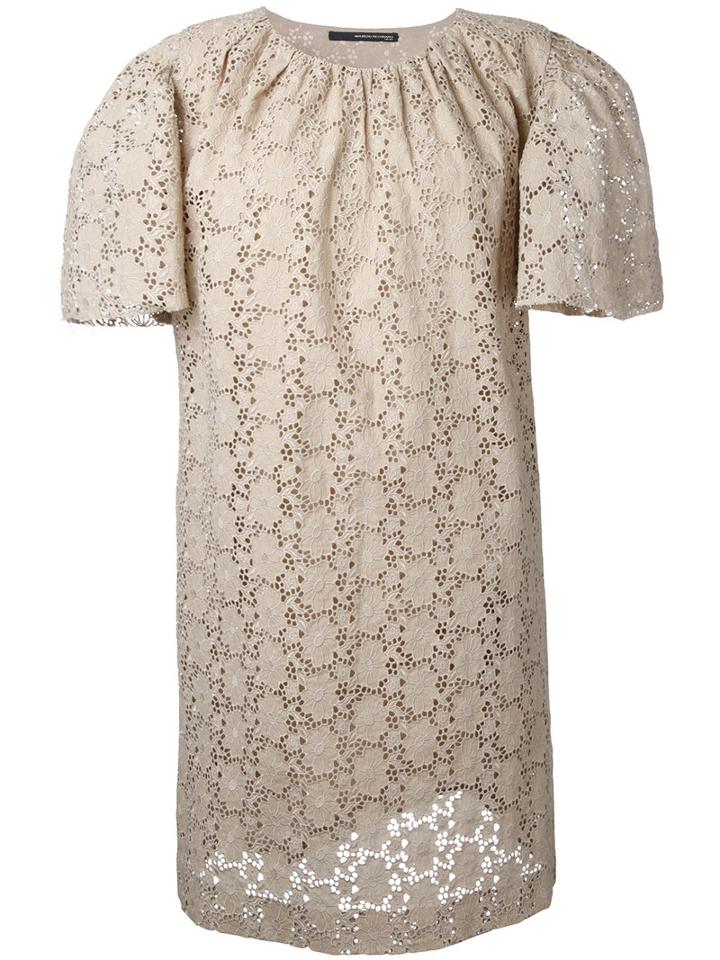 Maurizio Pecoraro Embroidered Dress, Women's, Size: 44, Nude/neutrals, Cotton