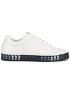 Fendi Contrast Sole Leather Sneakers - White