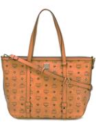 Mcm Logo Print Large Tote, Women's, Nude/neutrals