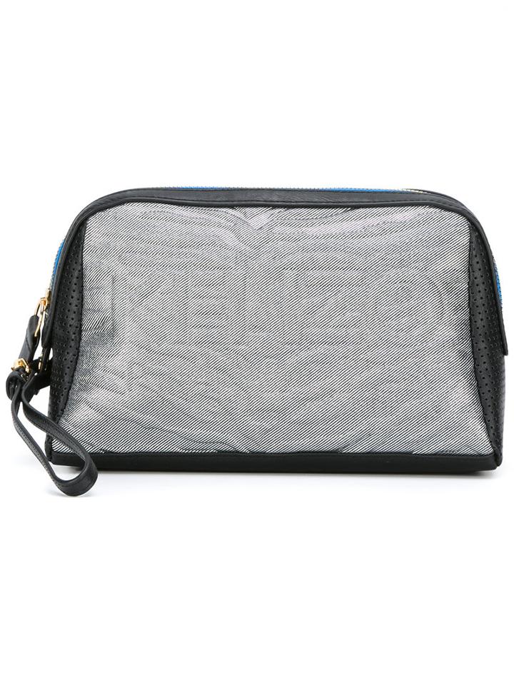 Kenzo Kombo Clutch, Women's, Black, Polyester/metallic Fibre/nylon/calf Leather