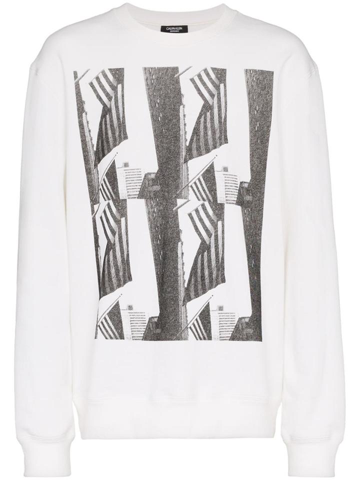 Calvin Klein 205w39nyc Andy Warhol Flag Print Long Sleeved Top - White