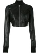 Rick Owens Cropped Bomber Jacket, Women's, Size: 40, Black, Leather/cotton/cupro
