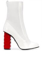 Gcds Branded Chunky Heel Boots - White