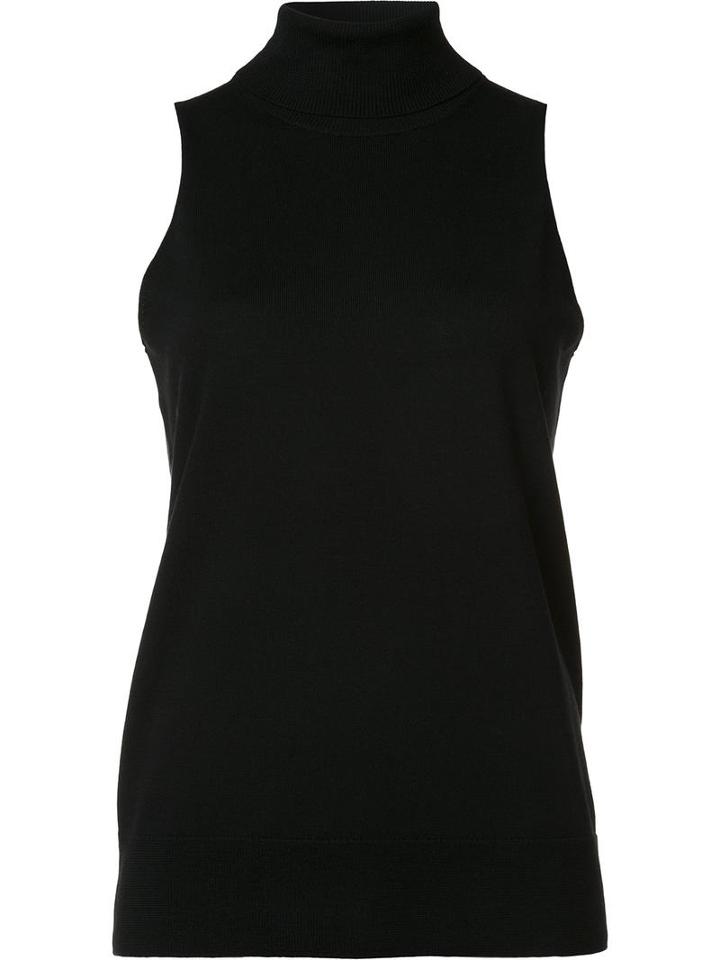 Trina Turk Turtleneck Sleeveless Blouse, Women's, Size: Medium, Black, Merino