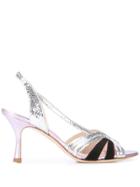 Gia Couture Textured Sandals - Silver