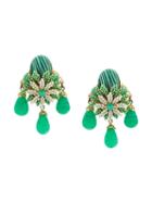 Rewind Vintage Affairs 1960's Floral Clip-on Earrings - Green