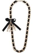 Chanel Pre-owned Bow Detail Chain Necklace - Black