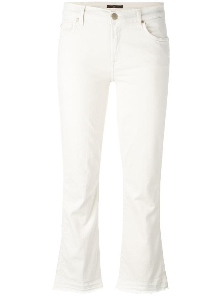 7 For All Mankind Cropped Pants, Women's, Size: 27, White, Cotton/polyester/spandex/elastane