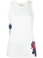 3.1 Phillip Lim Floral Embroidered Tank Top, Women's, Size: Large, White, Cotton/silk/viscose/spandex/elastane