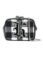 Christopher Kane Gingham 'box' Crossbody Bag, Women's, Black, Leather/cotton/metal