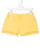 Chloé Kids Teen Scalloped Edge Shorts - Yellow & Orange