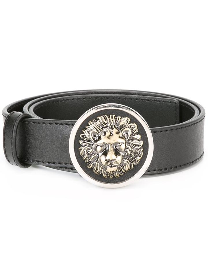 Versus Lion Buckle Belt, Women's, Size: 85, Black, Leather/metal