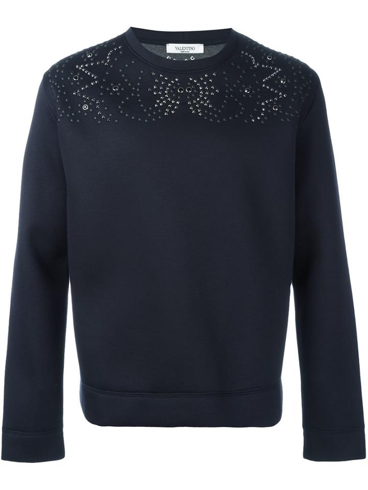 Valentino Studded Sweatshirt, Men's, Size: Small, Blue, Viscose/polyurethane