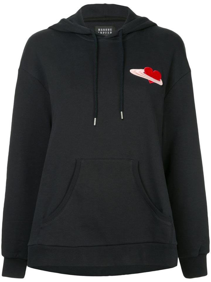 Markus Lupfer Moon Saturn Embroidered Hooded Jumper - Blue