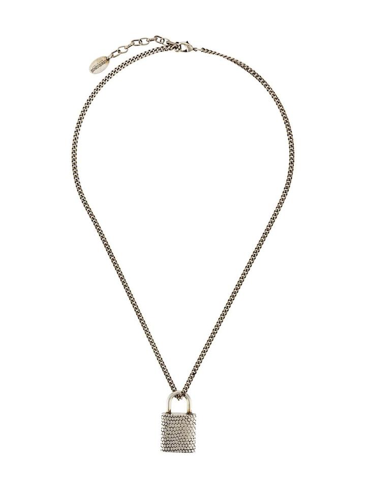 Roberto Cavalli Snake Effect Padlock Necklace - Silver
