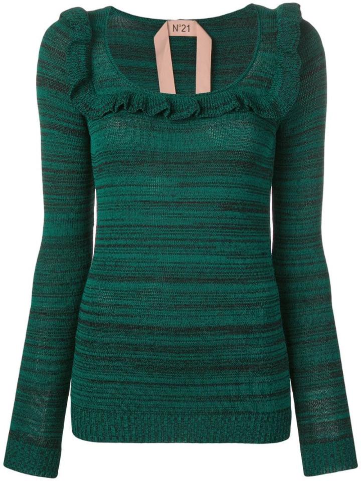 Nº21 Ruffle-trim Knitted Top - Green