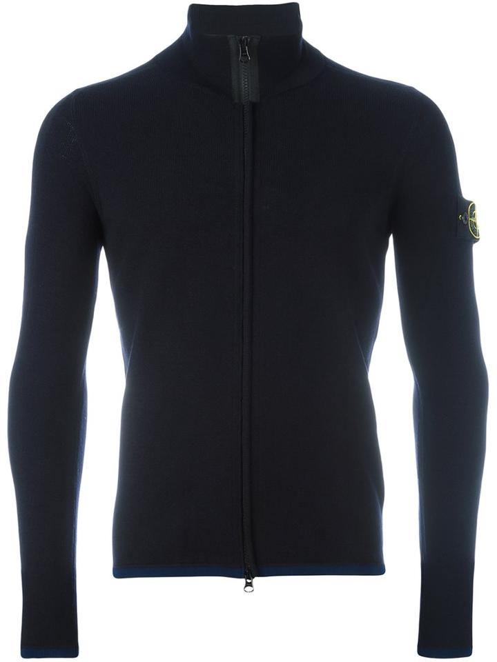 Stone Island Zipped Cardigan, Men's, Size: Xl, Blue, Polyester/wool