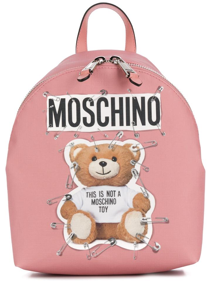 Moschino Medium Teddy Logo Backpack - Pink & Purple