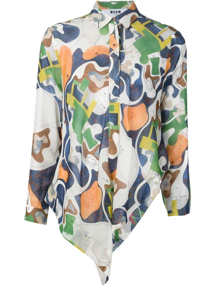 Msgm Abstract Print Asymmetric Shirt
