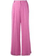 Flared Trousers - Women - Viscose - 40, Pink/purple, Viscose, Emporio Armani