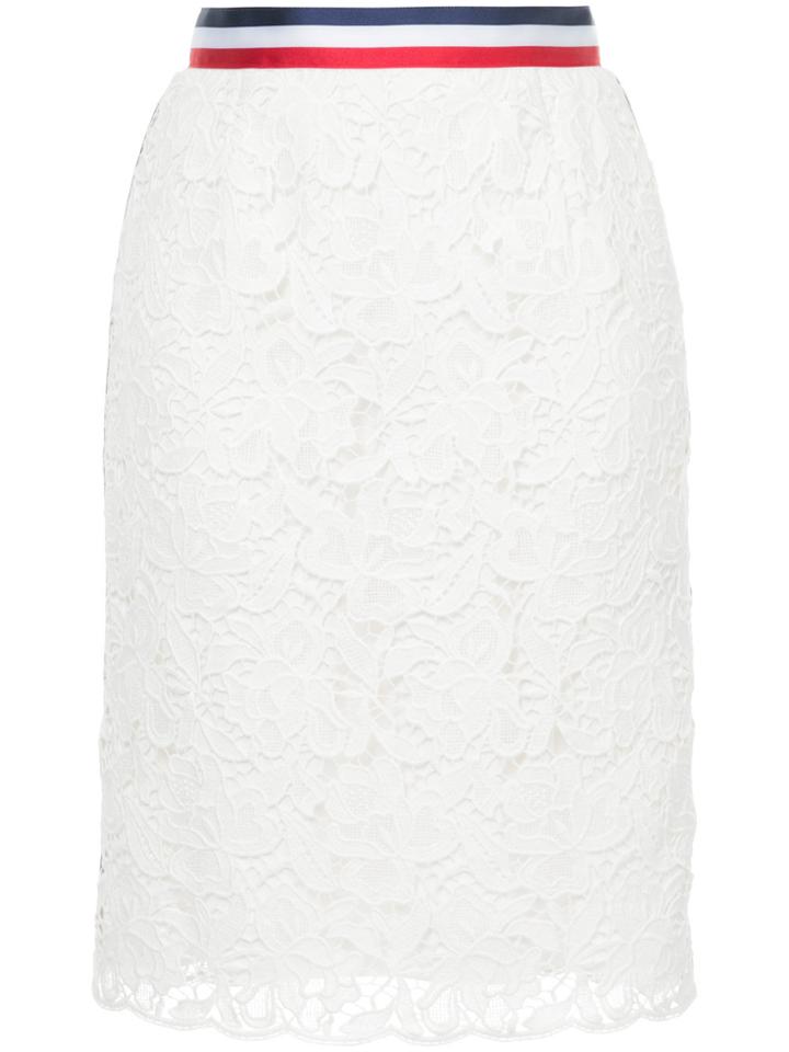 Han Ahn Soon Floral Lace Embroidered Pencil Skirt - White
