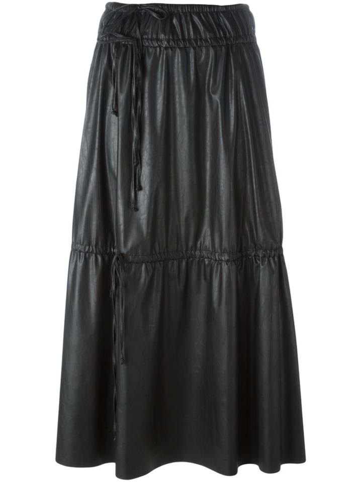 Mm6 Maison Margiela Long Ruffled Skirt, Women's, Size: 42, Black, Polyester/polyurethane