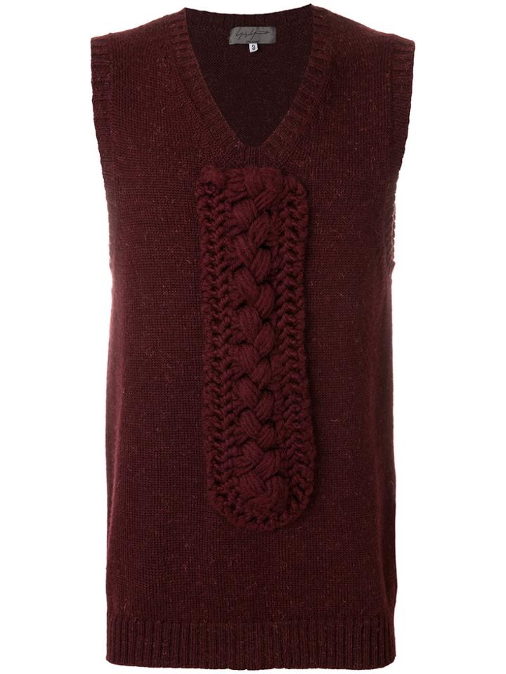 Yohji Yamamoto Vintage Braided Detail Knitted Vest - Red